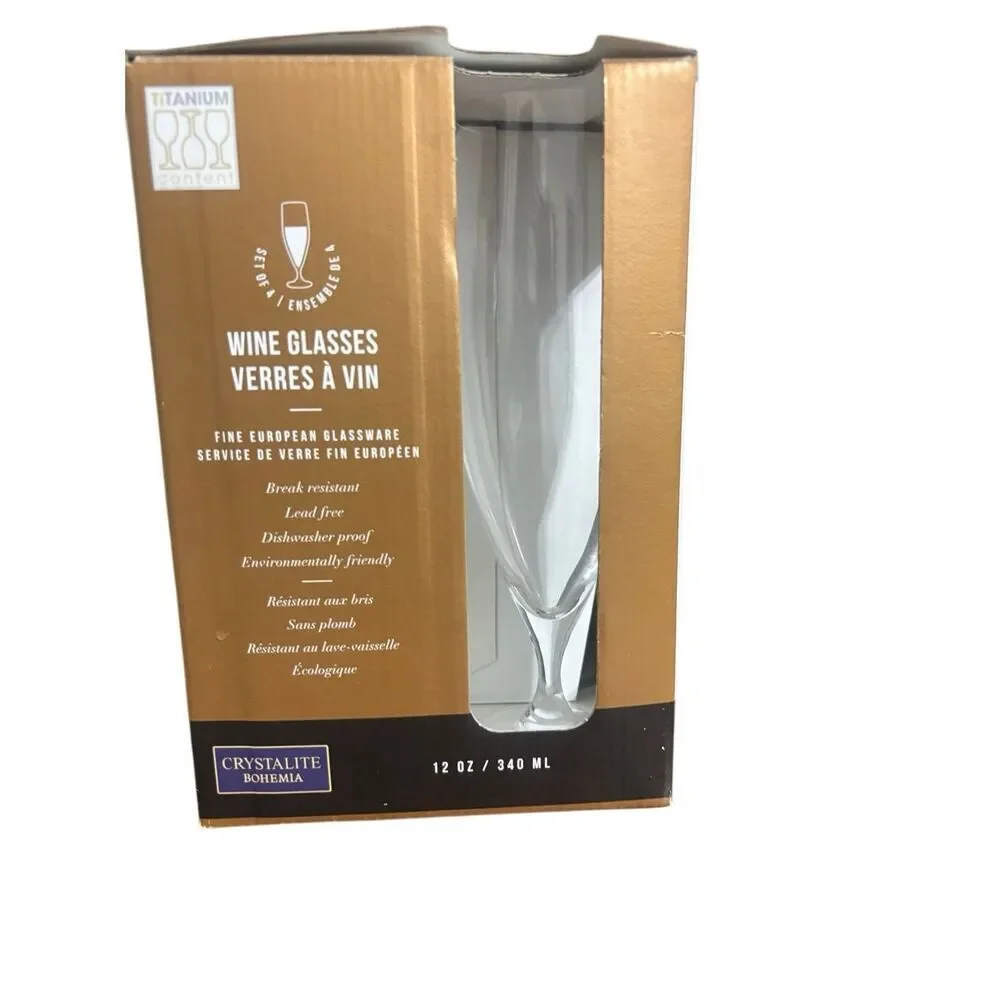 Crystalite Bohemia Champagne Flutes Set of 4 12 oz Czech Republic